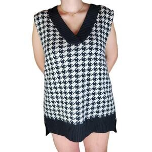 OVERSIZED HOUNDSTOOTH SWEATER VEST DARK ACADEMIA PREPPY BUSINESSWEAR